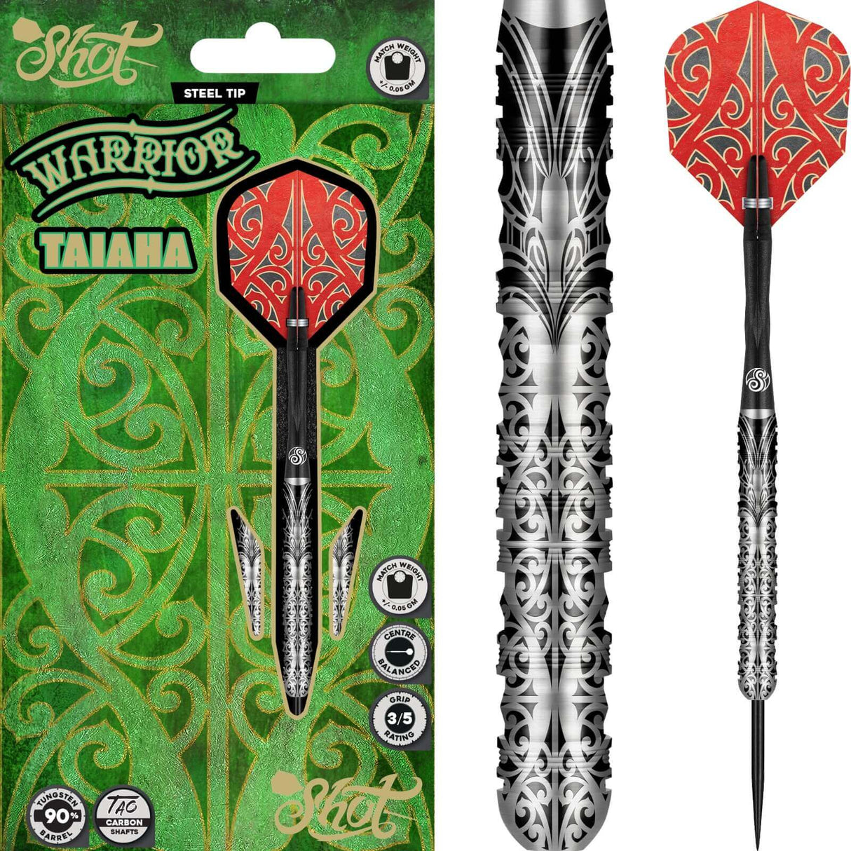 Shot - Warrior Taiaha Darts - 90% Tungsten - 21g 23g 24g 26g 28g 30g -