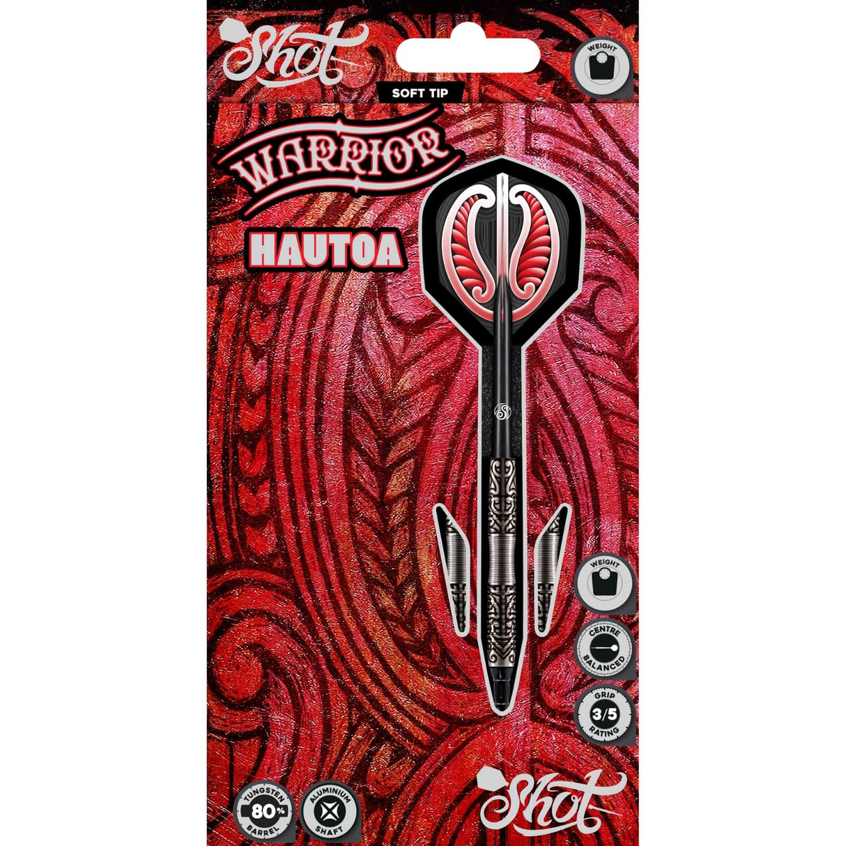 Shot - Warrior Hautoa Darts - Soft Tip - 80% Tungsten - 18g 20g -