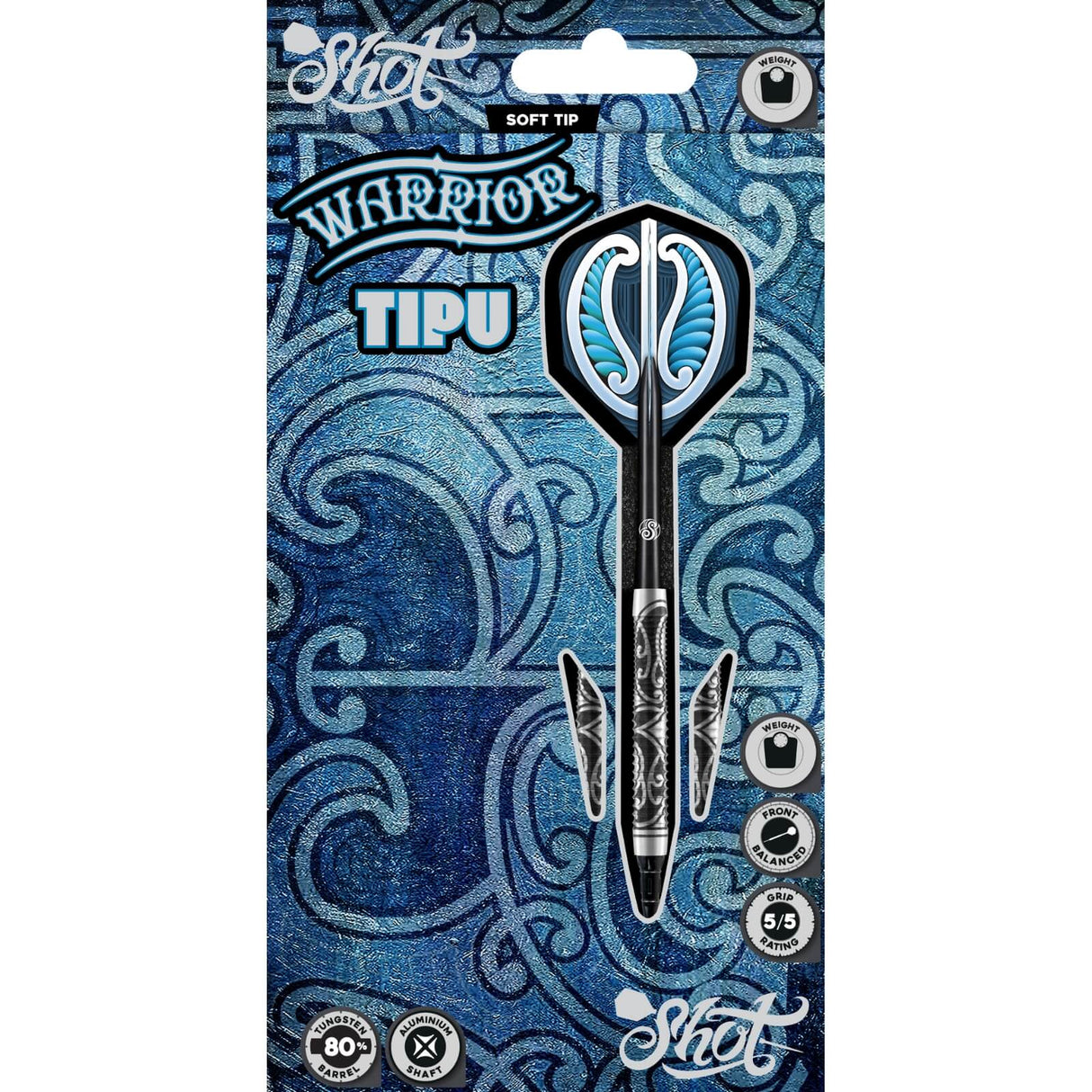 Shot - Warrior Tipu Darts - Soft Tip - 80% Tungsten - 18g 20g -