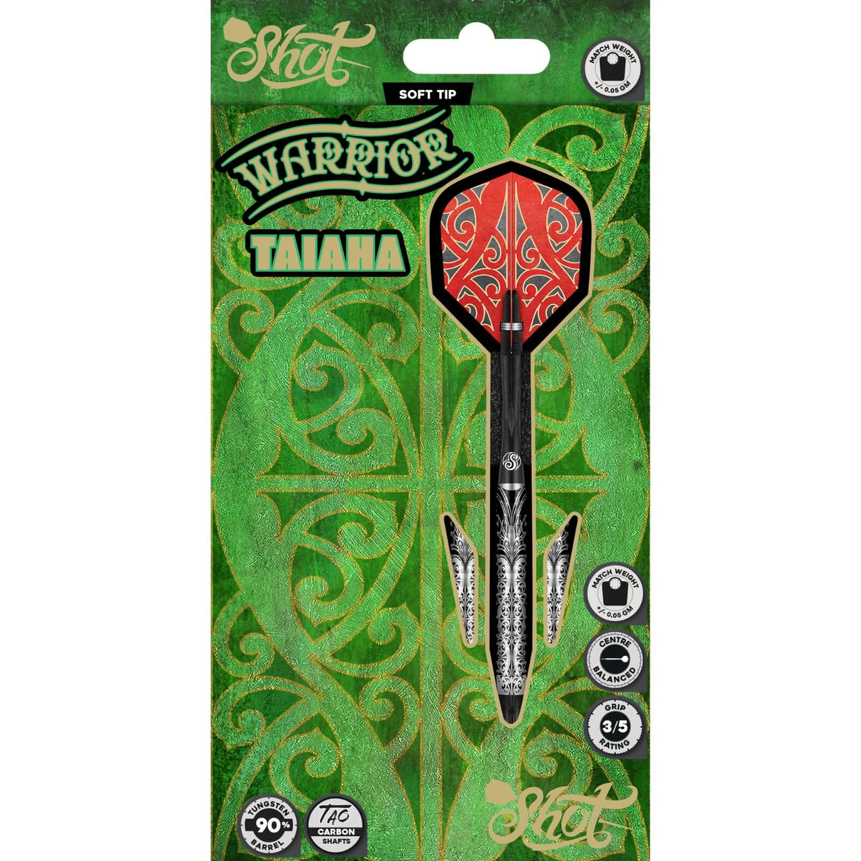 Shot - Warrior Taiaha Darts - Soft Tip - 90% Tungsten - 18g 20g -