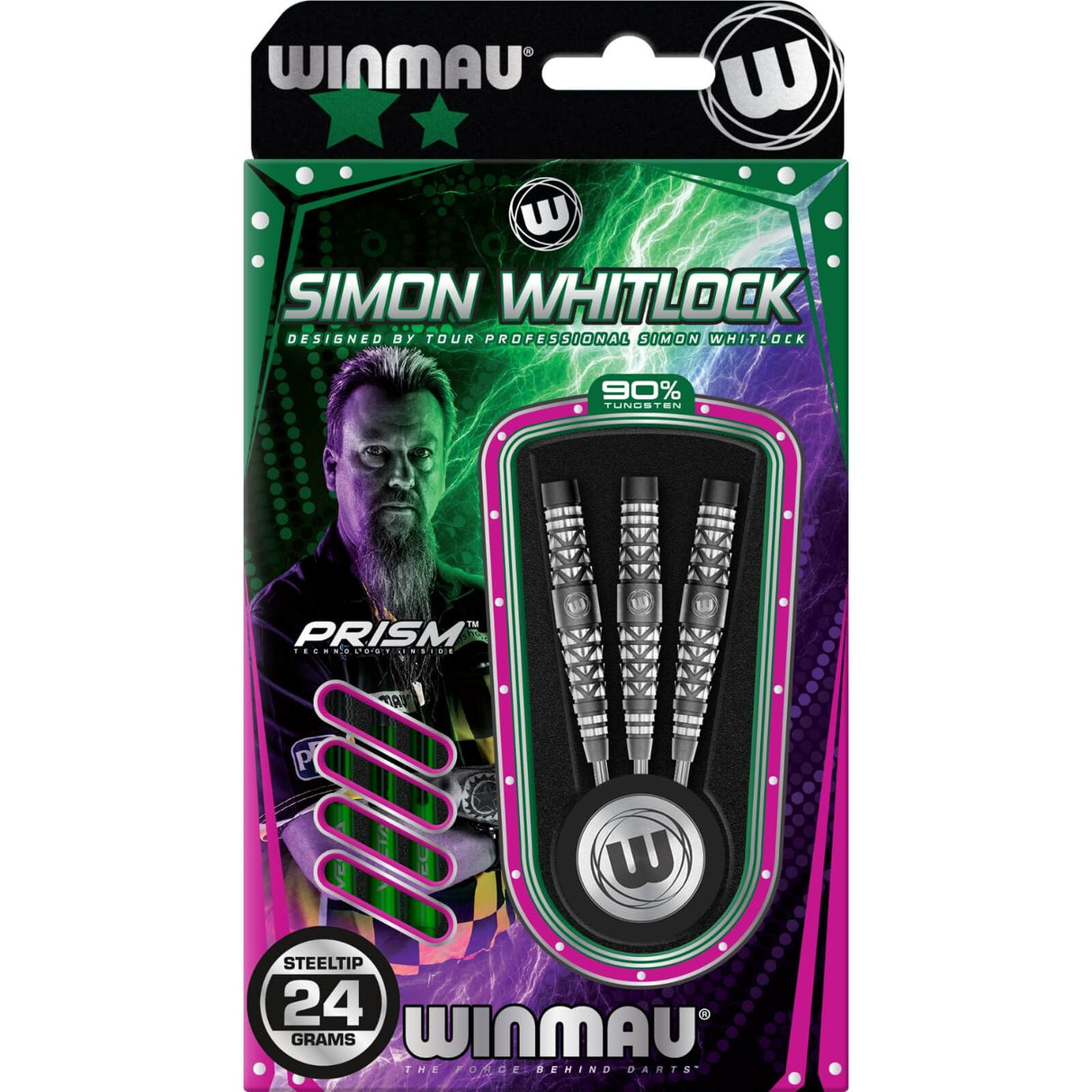 Winmau - Simon Whitlock Atomised Grip Darts - 90% Tungsten - 22g 24g -