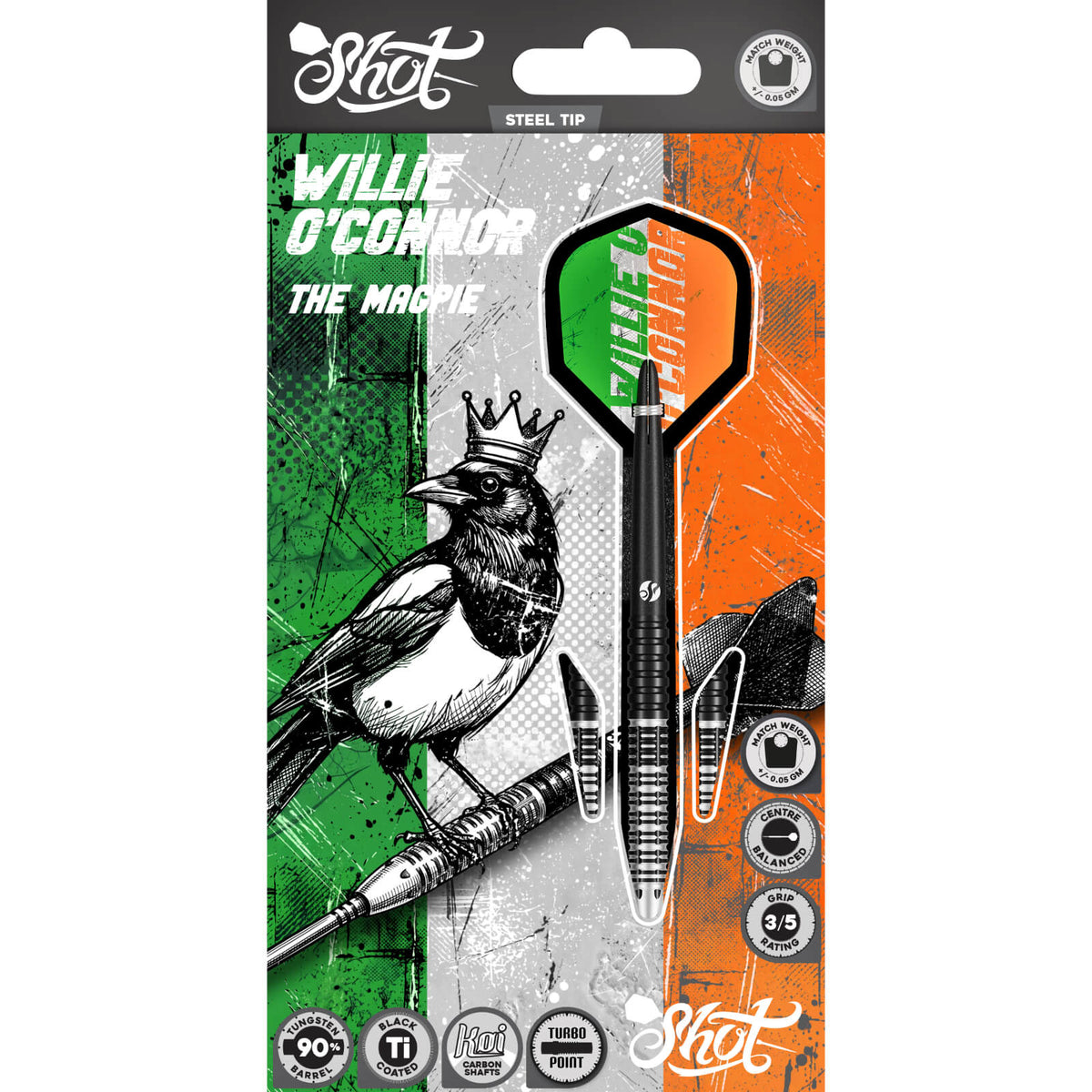 Shot - Willie O'Connor Magpie Darts - Turbo Point - 90% Tungsten - 23g 24g