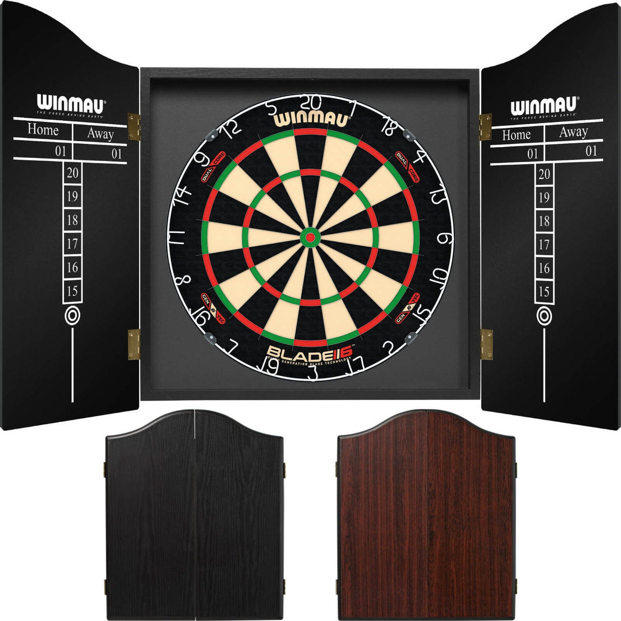 Winmau - Blade 6 Dual Core Dartboard & Cabinet Bundle -