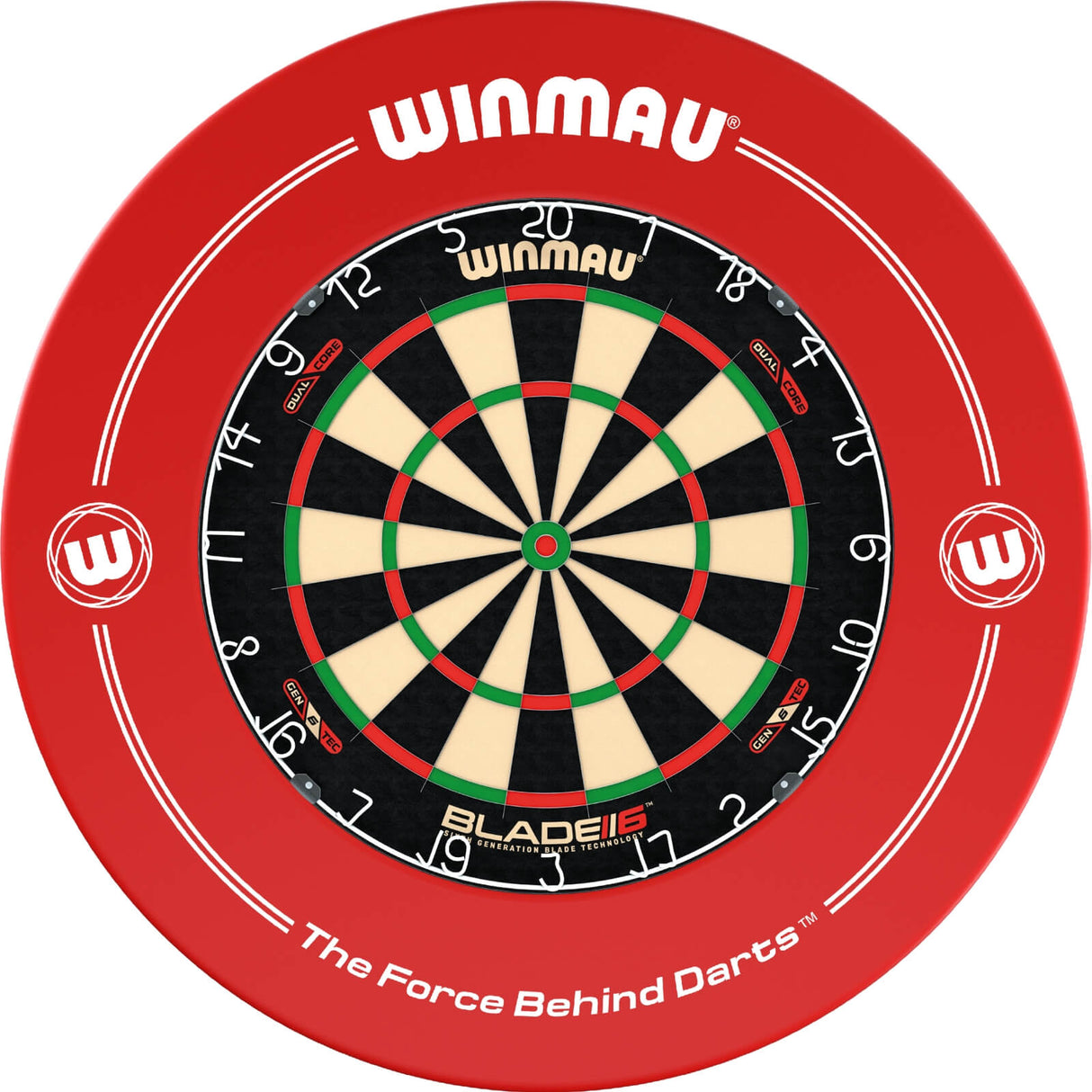 Winmau - Blade 6 Dual Core Dartboard & Surround Bundle - Red