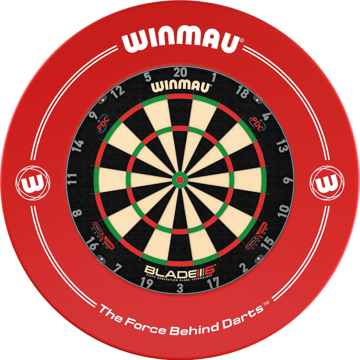Winmau - Blade 6 Triple Core Dartboard & Surround Bundle - Red