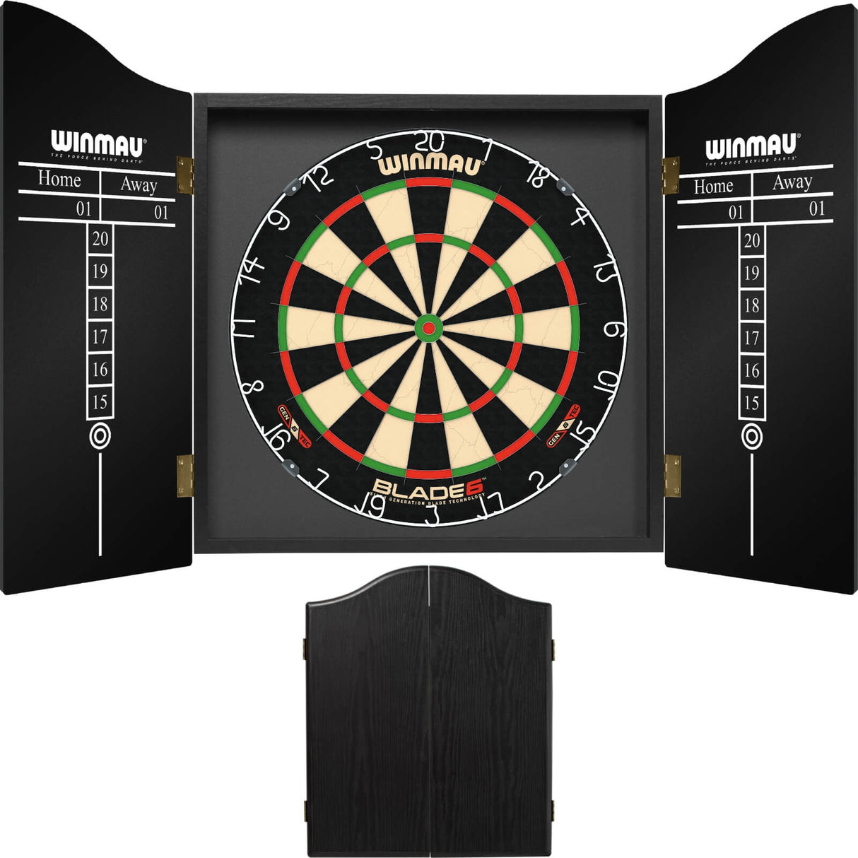 Winmau - Blade 6 Dartboard & Cabinet Bundle - Black