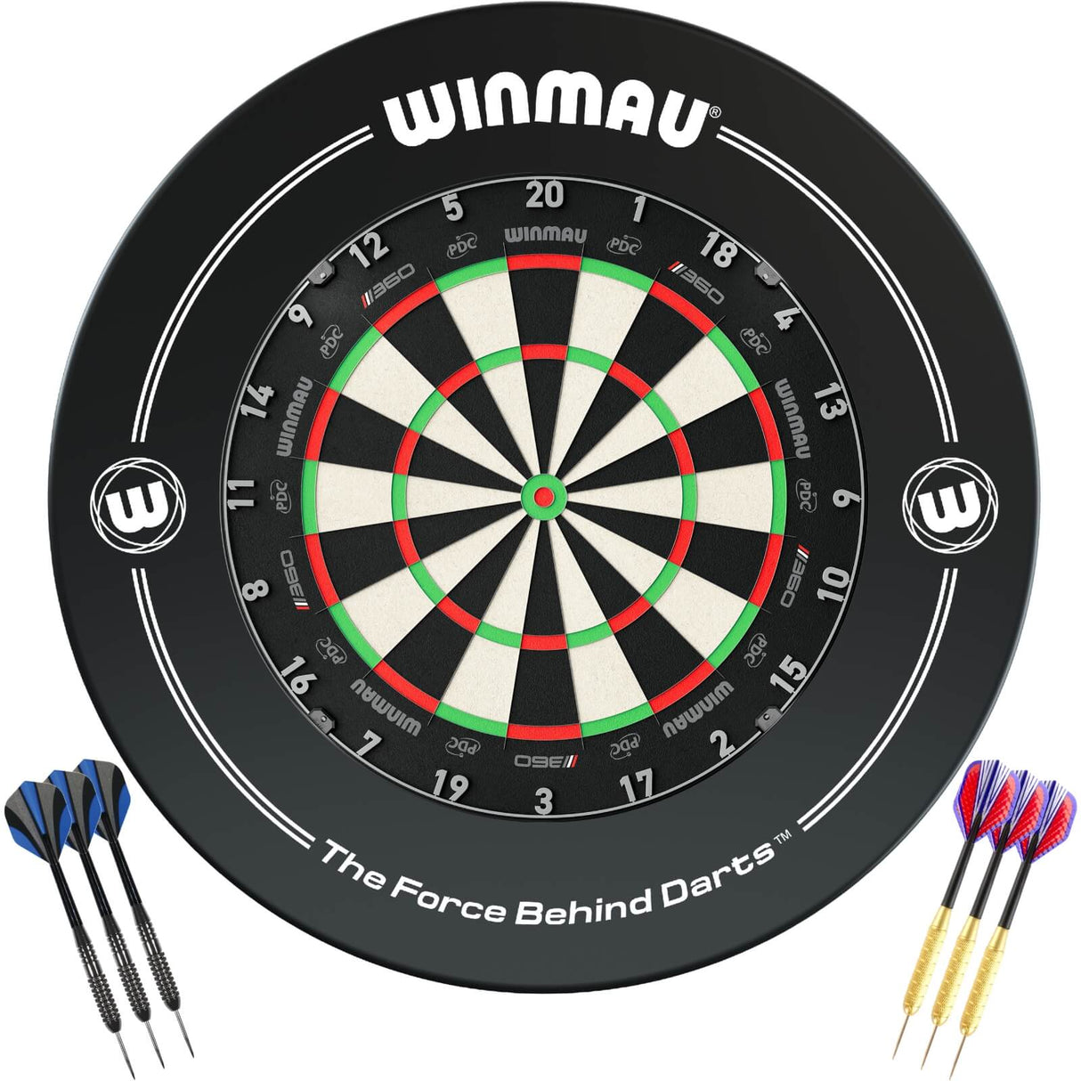 Winmau - Blade 360 Triple Core Dartboard & Surround Ready to Play Bundle - Black