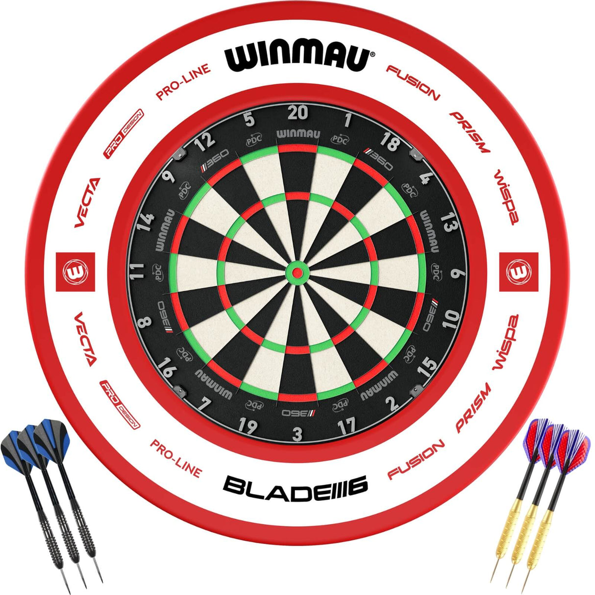 Winmau - Blade 360 Triple Core Dartboard & Surround Ready to Play Bundle - Pro-Line 2.0
