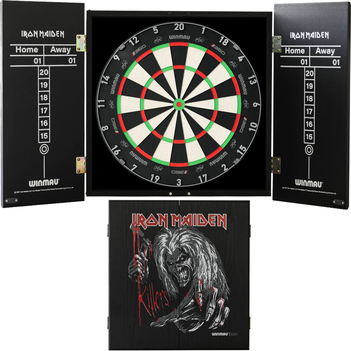 Winmau - Blade 360 Triple Core Dartboard & Iron Maiden Cabinet Bundle - Killers