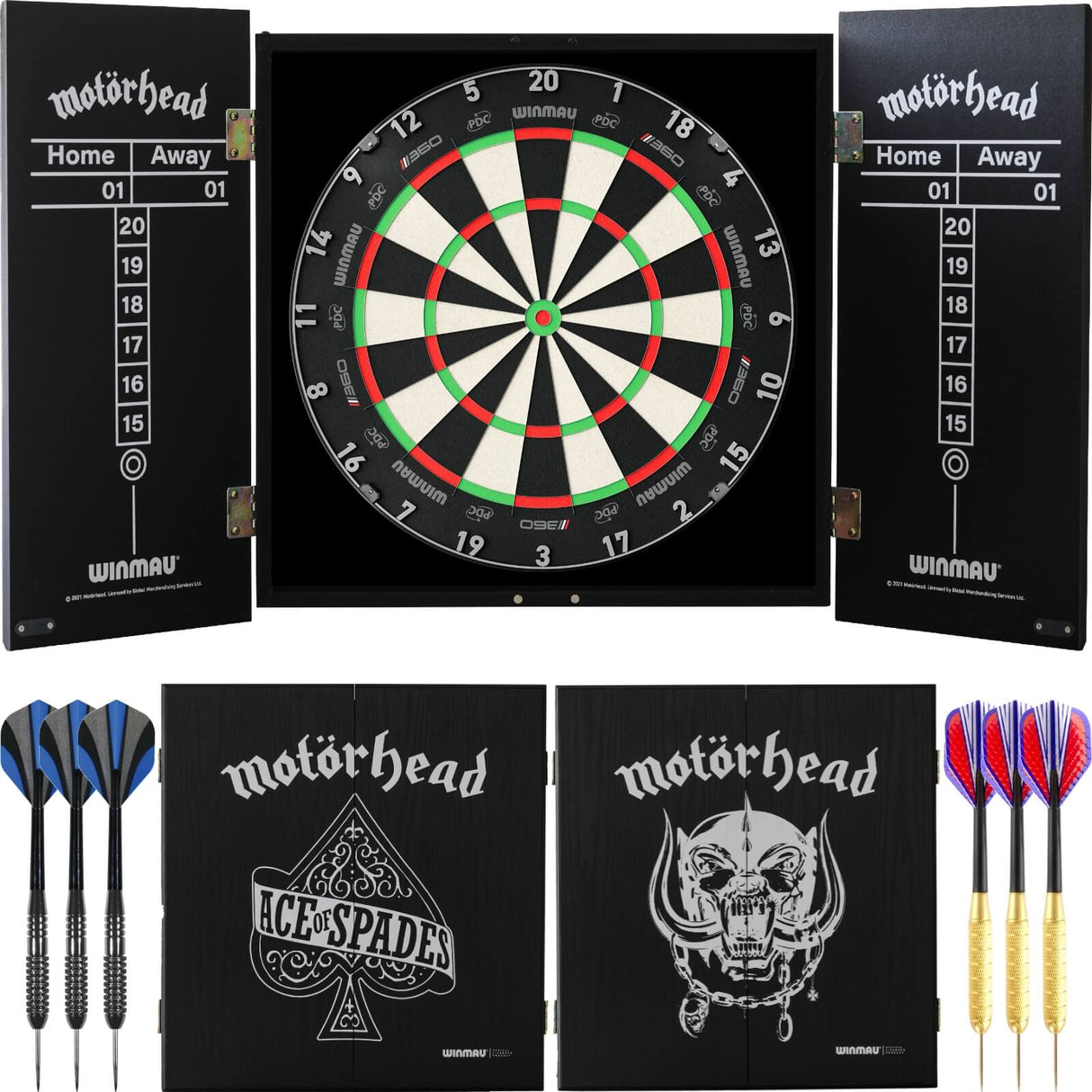 Winmau - Blade 360 Triple Core Dartboard & Motörhead Cabinet Ready to Play Bundle -