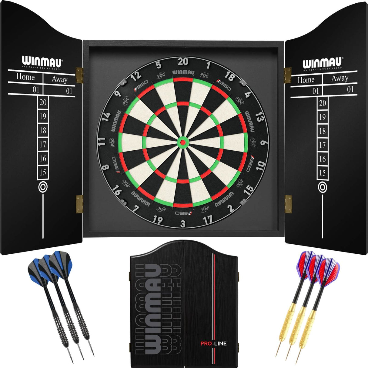 Winmau - Blade 360 Triple Core Dartboard & Pro-Line Cabinet Ready to Play Bundle -