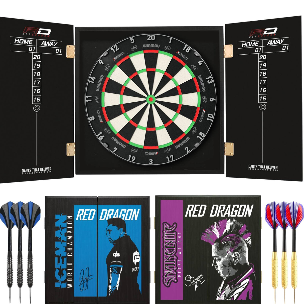 Winmau - Blade 360 Triple Core Dartboard & Player Edition Cabinet Ready to Play Bundle -