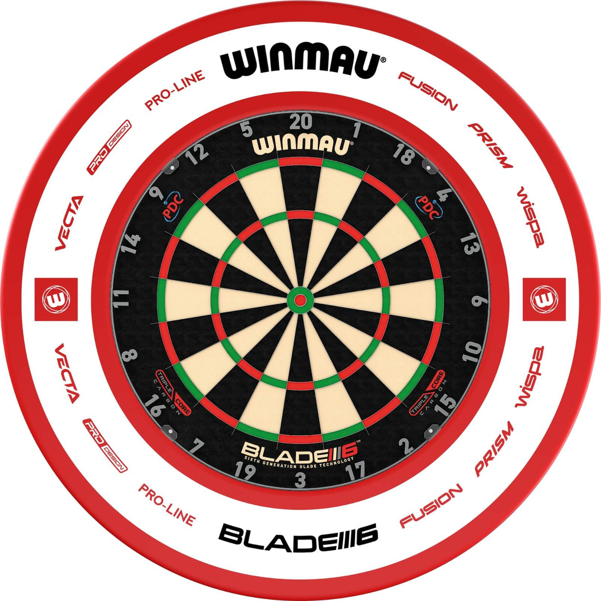 Winmau - Blade 6 Triple Core Dartboard & Surround Bundle - Pro-Line 2.0