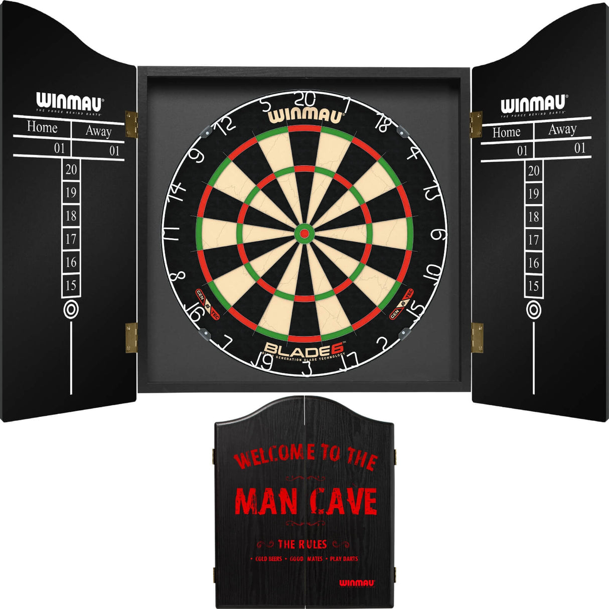 Winmau - Blade 6 Dartboard & Cabinet Bundle - Man Cave