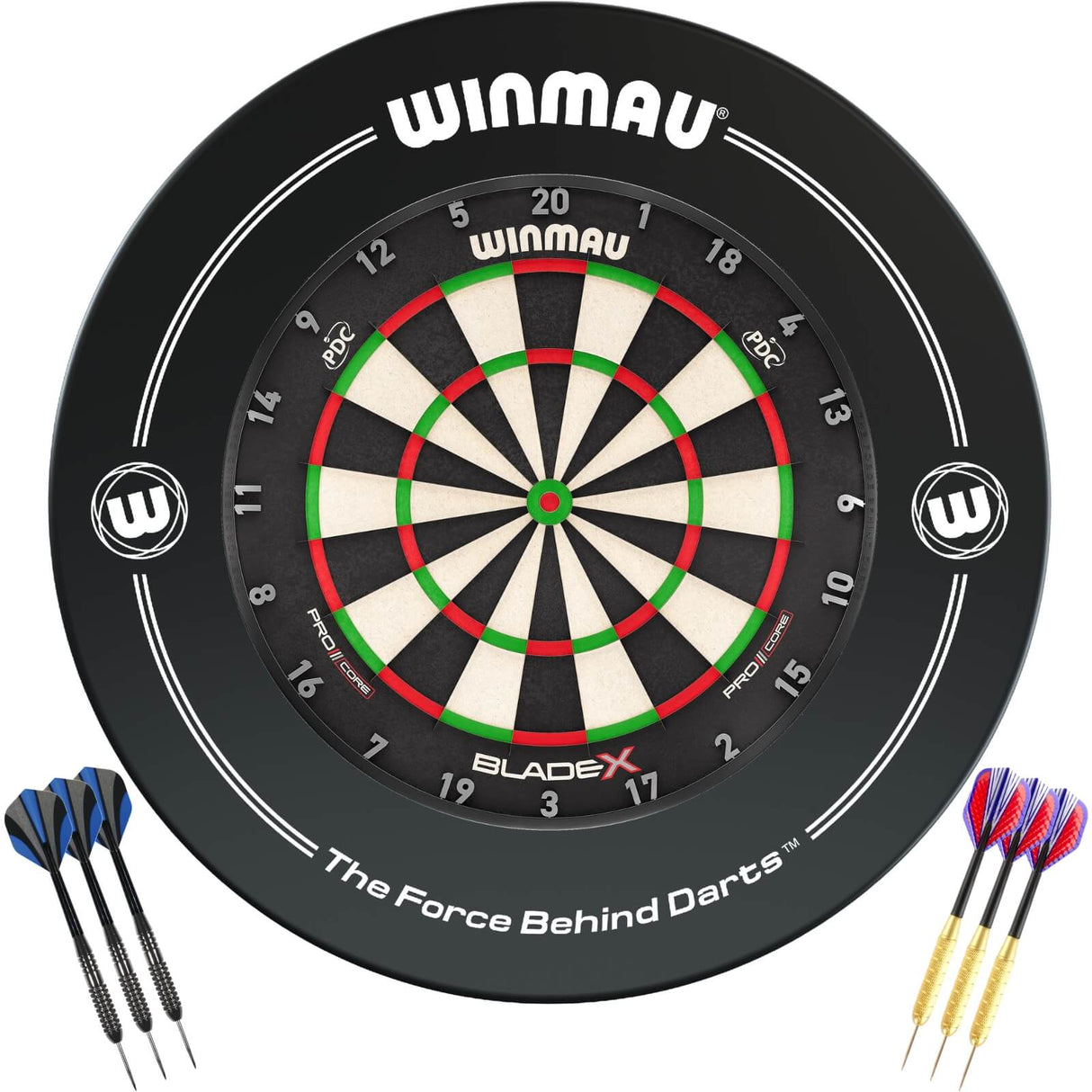 Winmau - Blade X Dartboard & Surround Ready to Play Bundle - Black