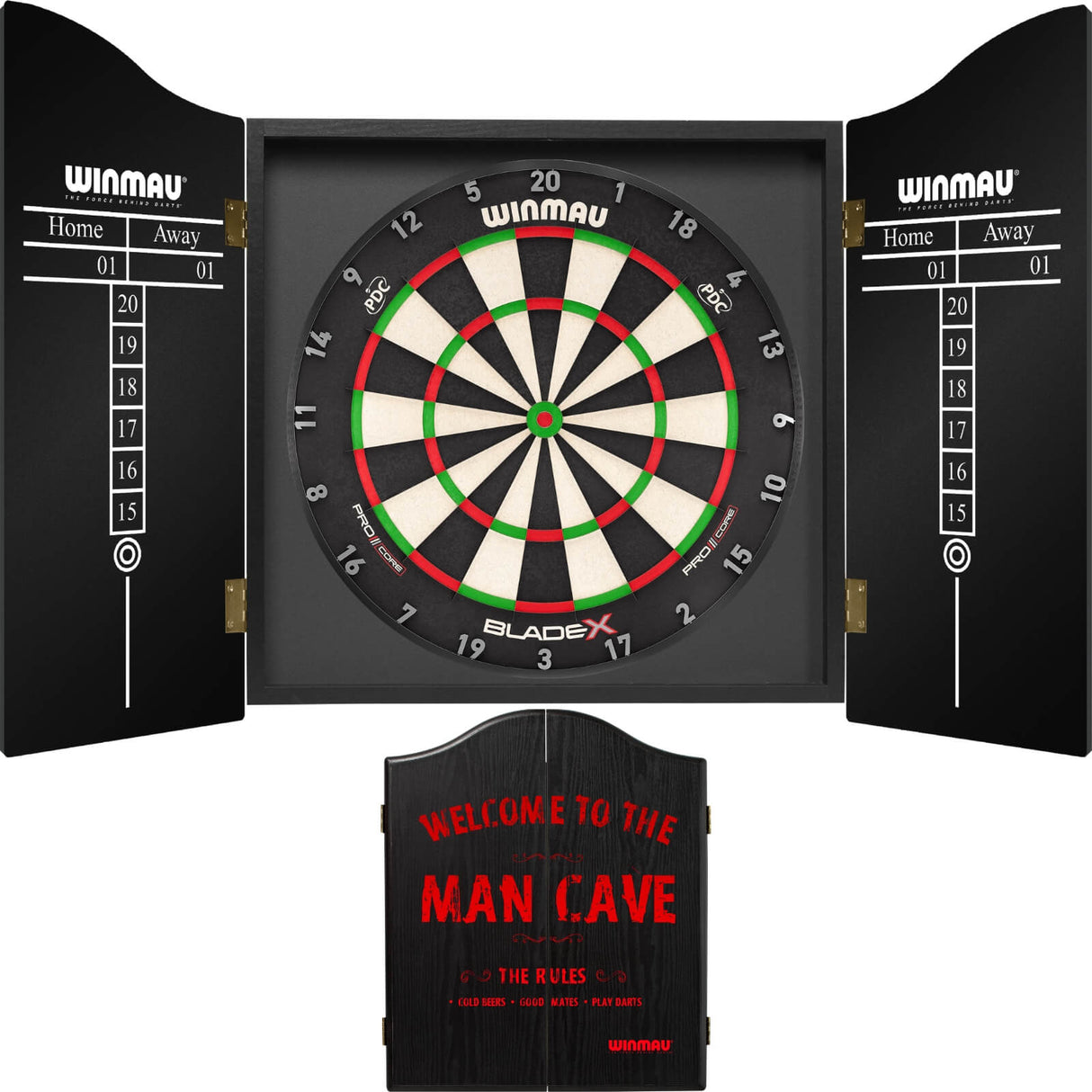 Winmau - Blade X Dartboard & Cabinet Bundle - Man Cave