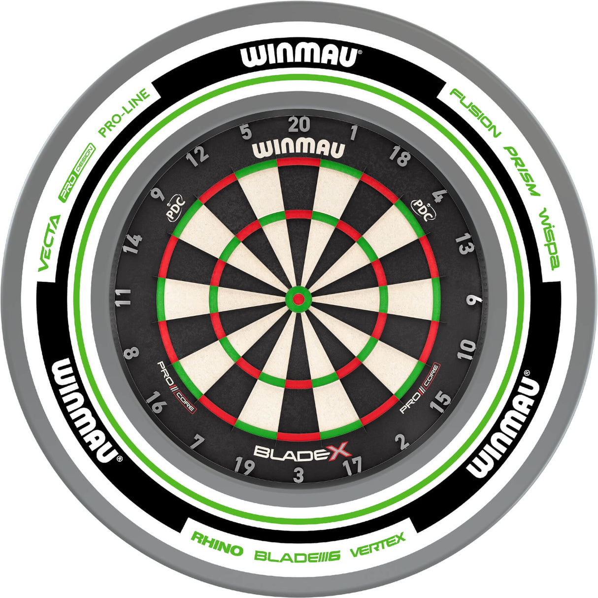 Winmau - Blade X Dartboard & Advance Surround Bundle - White & Green