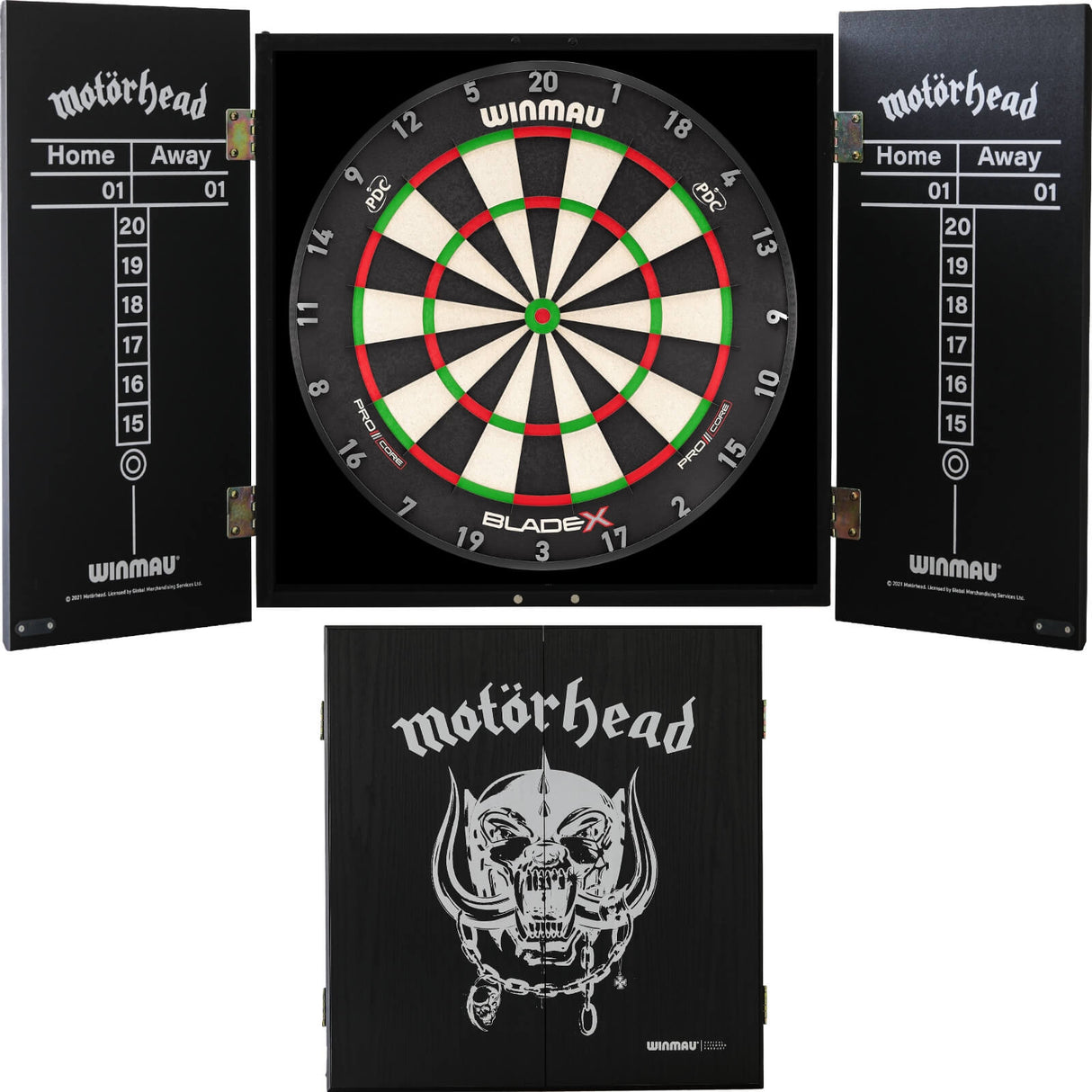 Winmau - Blade X Dartboard & Motörhead Cabinet Bundle - War Pig