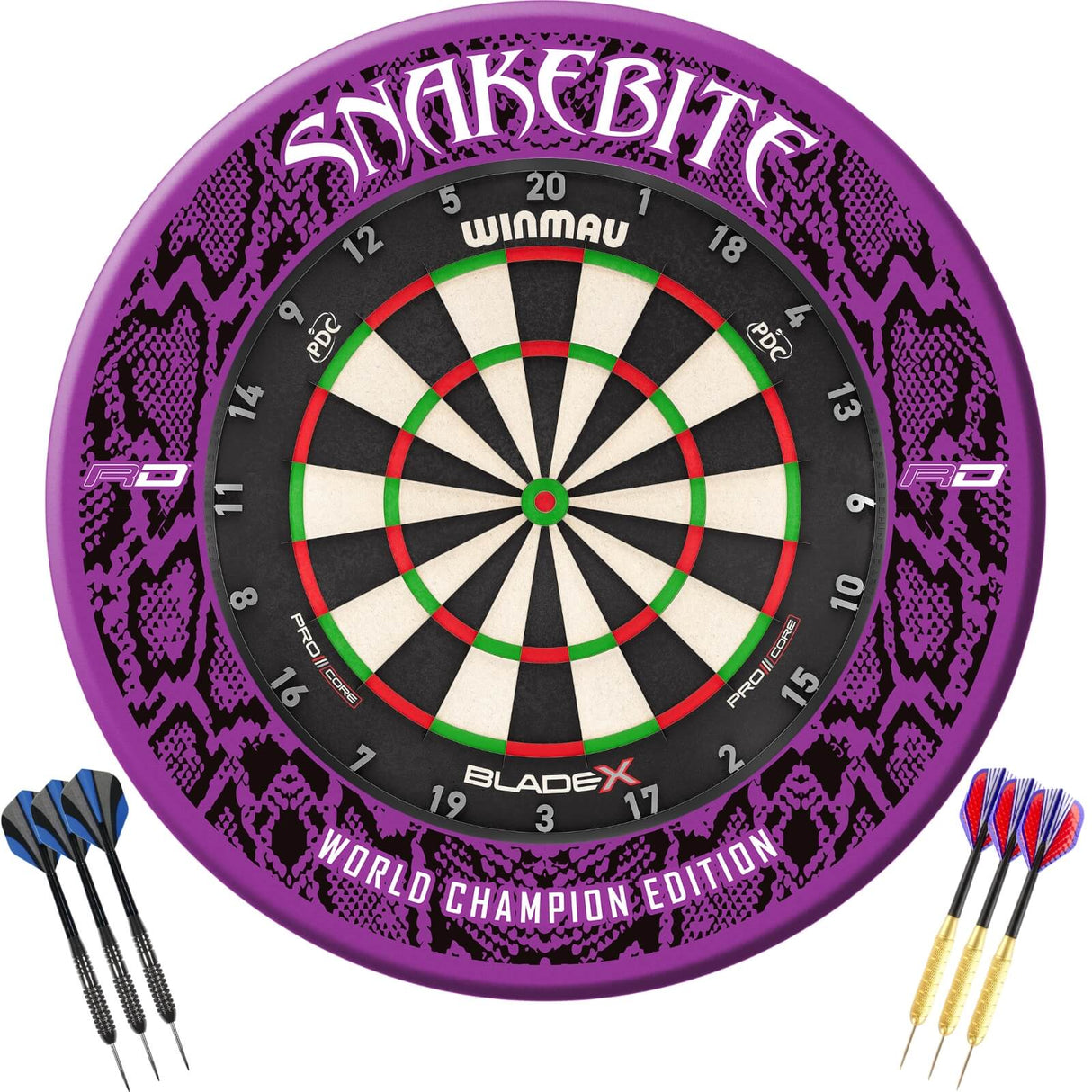 Winmau - Blade X Dartboard & Player Edition Surround Ready to Play Bundle - Peter Wright