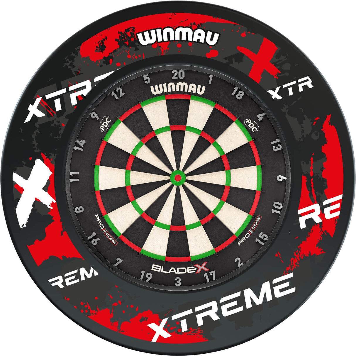 Winmau - Blade X Dartboard & Surround Bundle - Xtreme Red