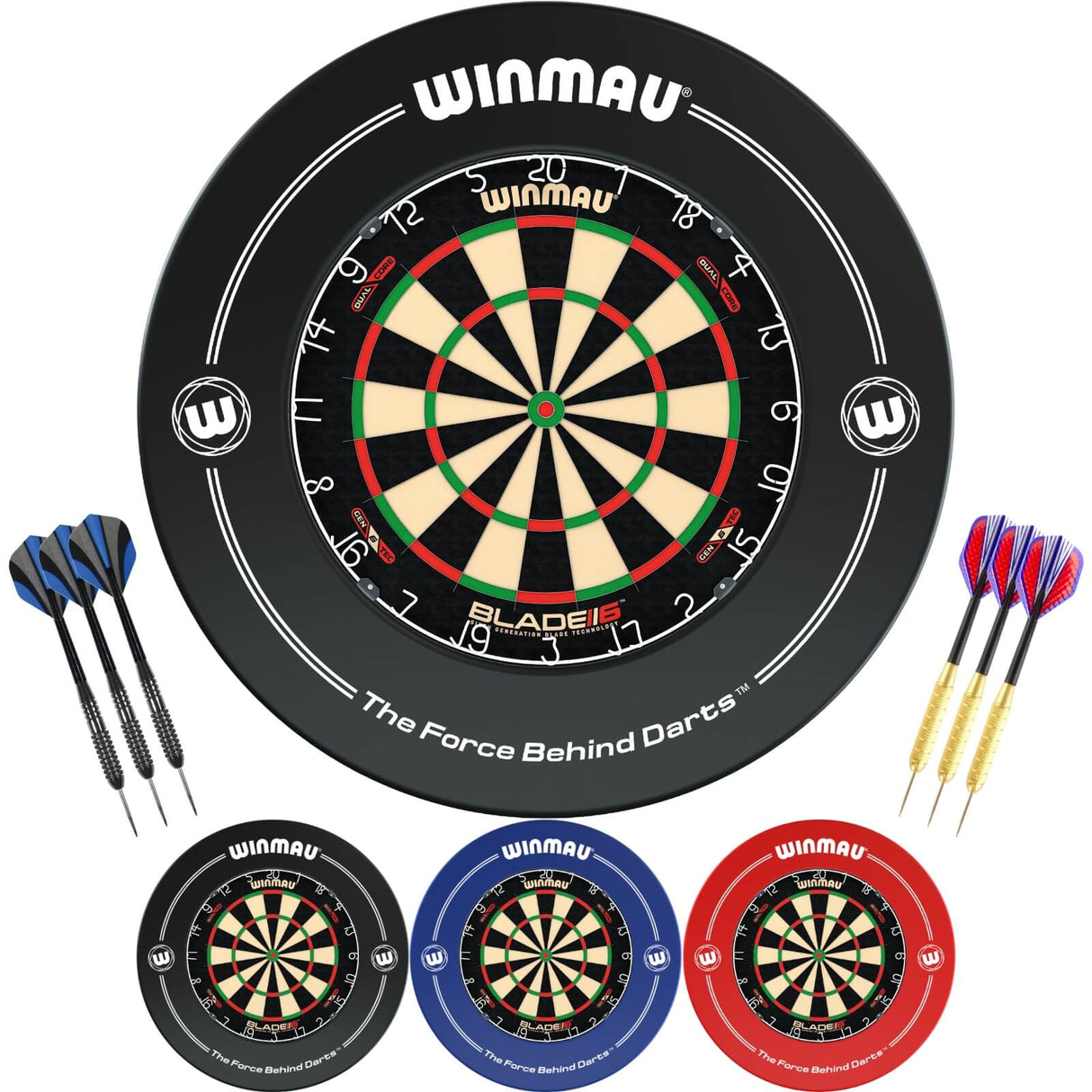 Winmau - Blade 6 Dual Core Dartboard & Surround Ready to Play Bundle -