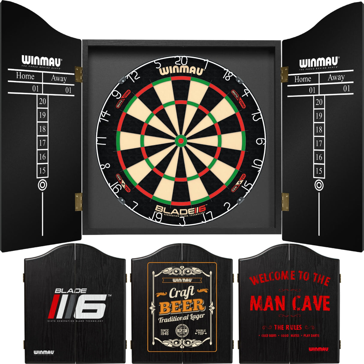 Winmau - Blade 6 Dual Core Dartboard & Cabinet Bundle -
