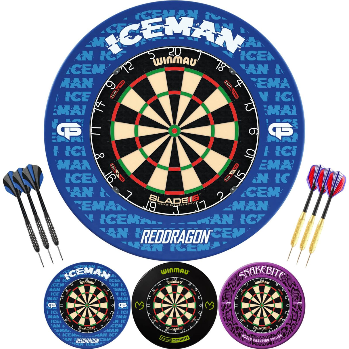 Winmau - Blade 6 Dual Core Dartboard & Player Edition Surround Ready to Play Bundle -