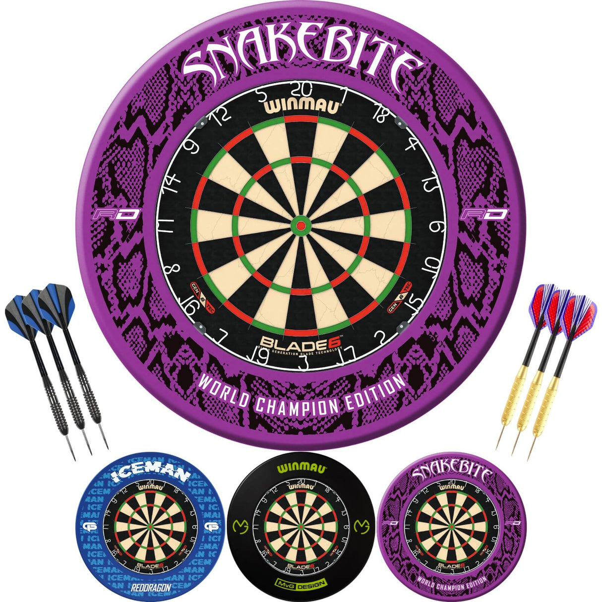 Winmau - Blade 6 Dartboard & Player Edition Surround Ready to Play Bundle -