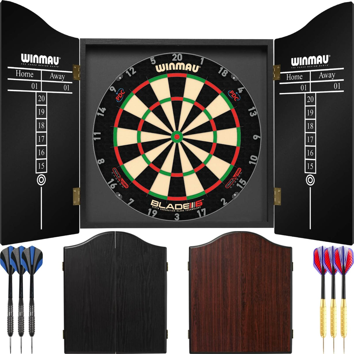Winmau - Blade 6 Triple Core Dartboard & Cabinet Ready to Play Bundle -