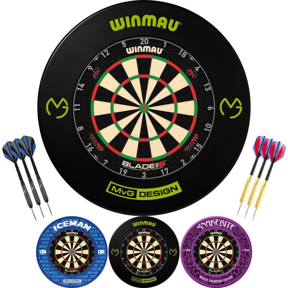 Winmau - Blade 6 Triple Core Dartboard & Player Edition Surround Ready to Play Bundle -