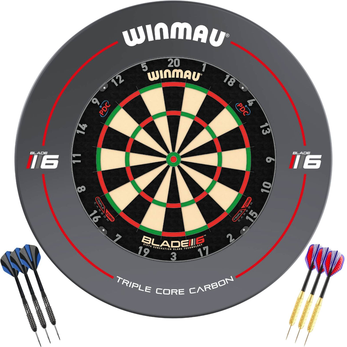 Winmau - Blade 6 Triple Core Dartboard & Surround Ready to Play Bundle - Blade 6