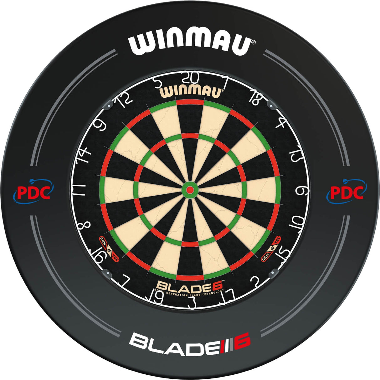 Winmau - Blade 6 Dartboard & Surround Bundle - Black PDC