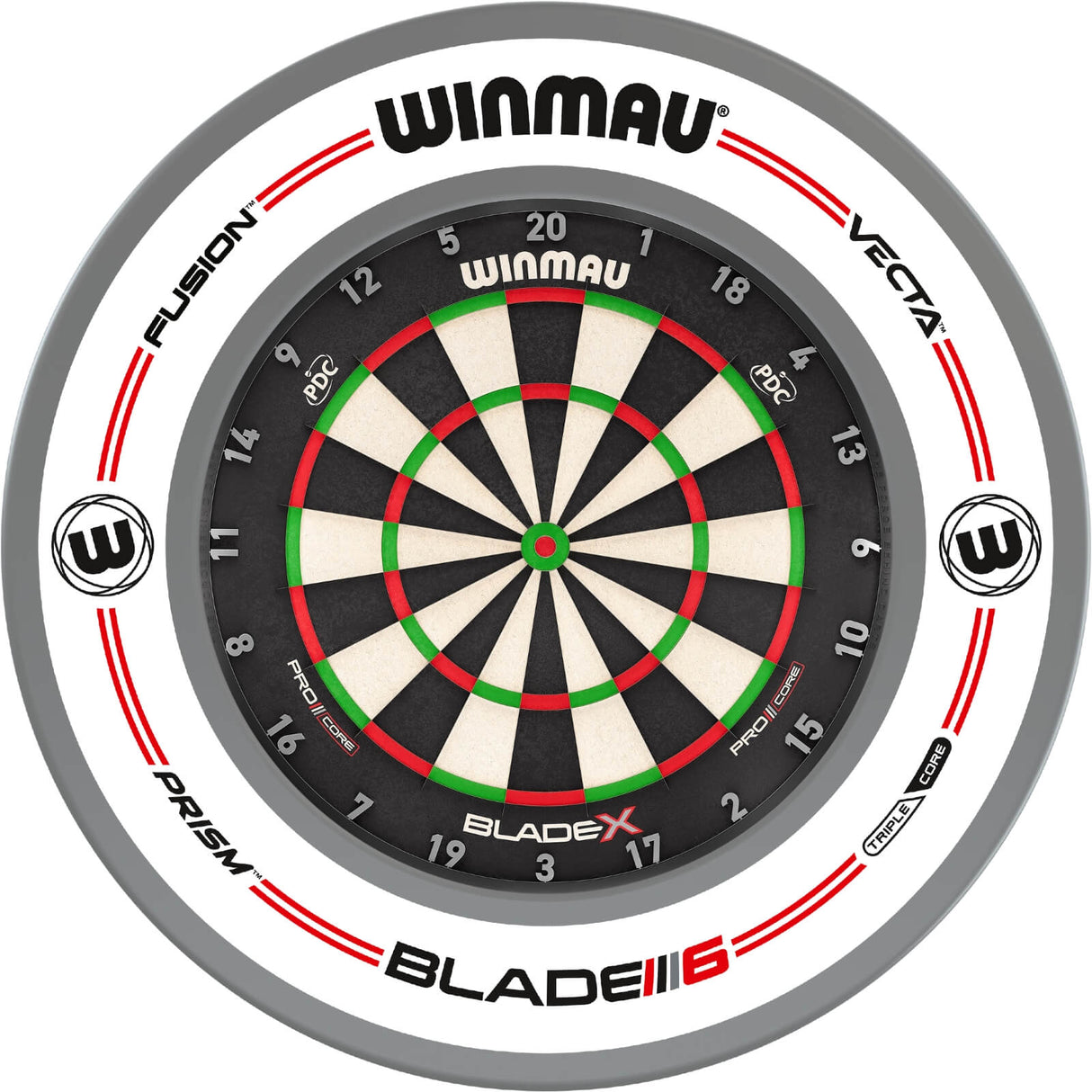 Winmau - Blade X Dartboard & Surround Bundle - Pro-Line White