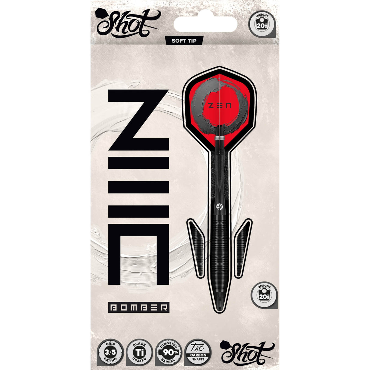 Shot - Zen Bomber Darts - Soft Tip - 90% Tungsten - 20g