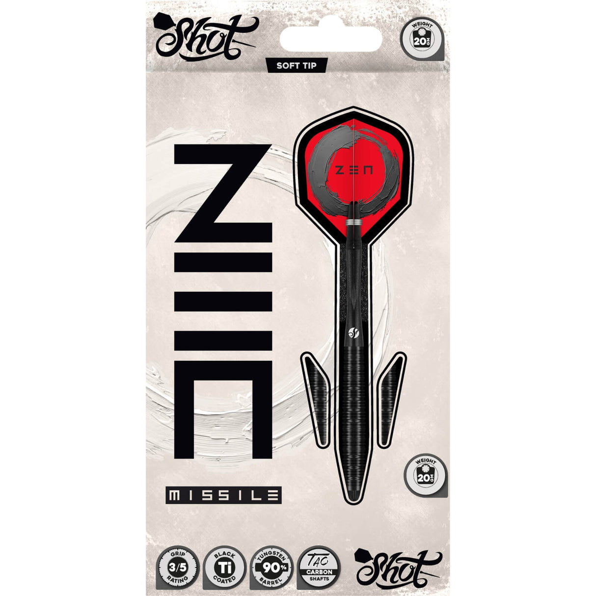 Shot - Zen Missile Darts - Soft Tip - 90% Tungsten - 20g
