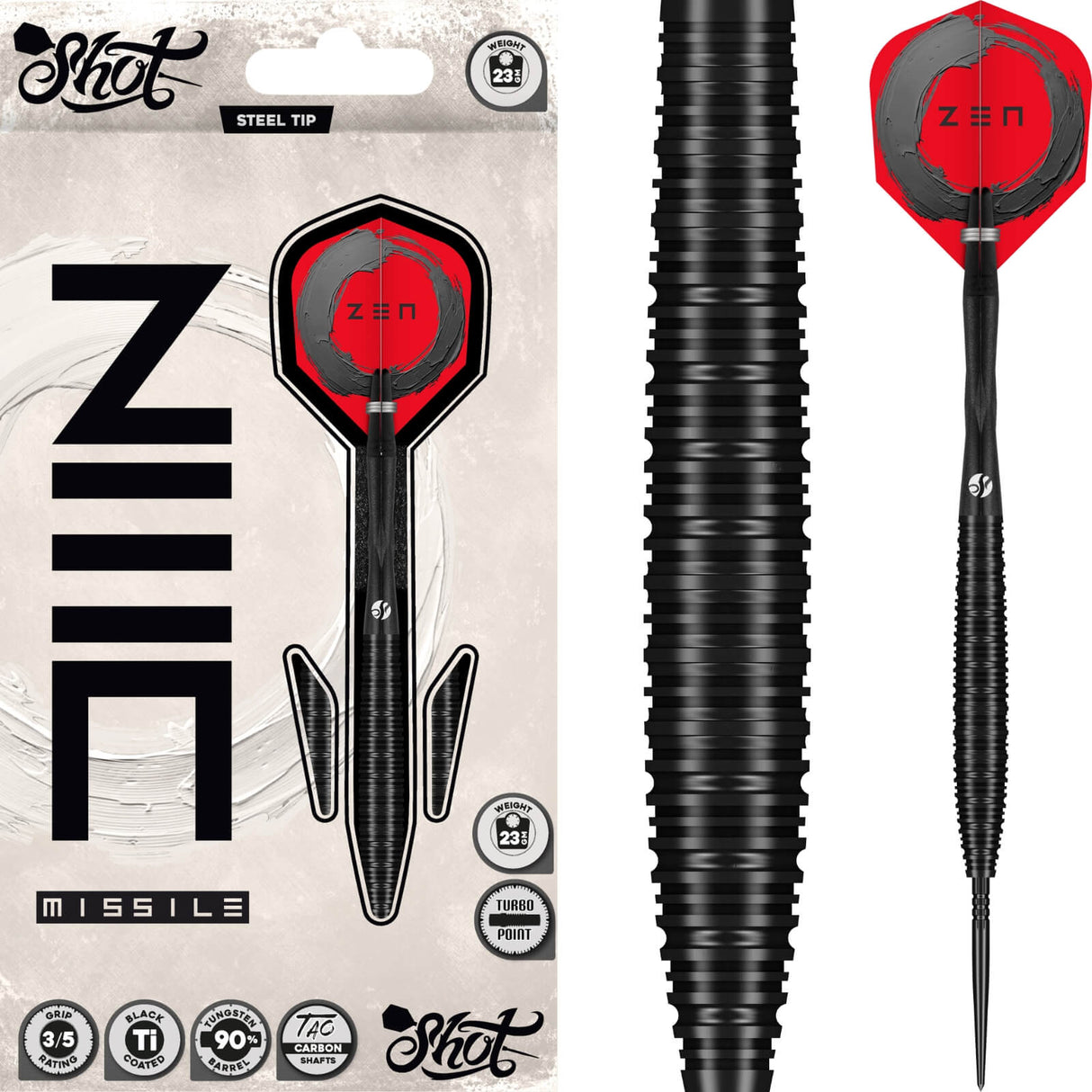 Shot - Zen Missile Darts - Turbo Point - 90% Tungsten - 22g 23g 24g