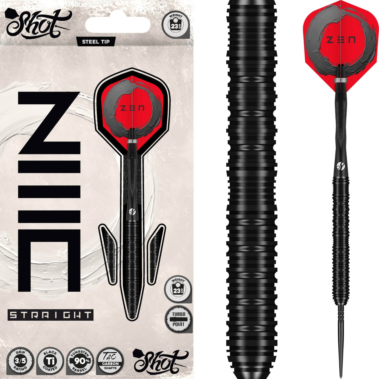 Shot - Zen Straight Darts - Turbo Point - 90% Tungsten - 23g 24g 25g