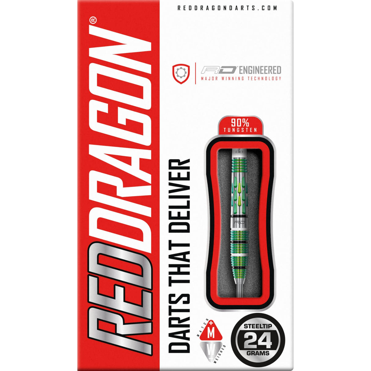 Red Dragon - Artura Green Darts - 90% Tungsten - 24g 26g -