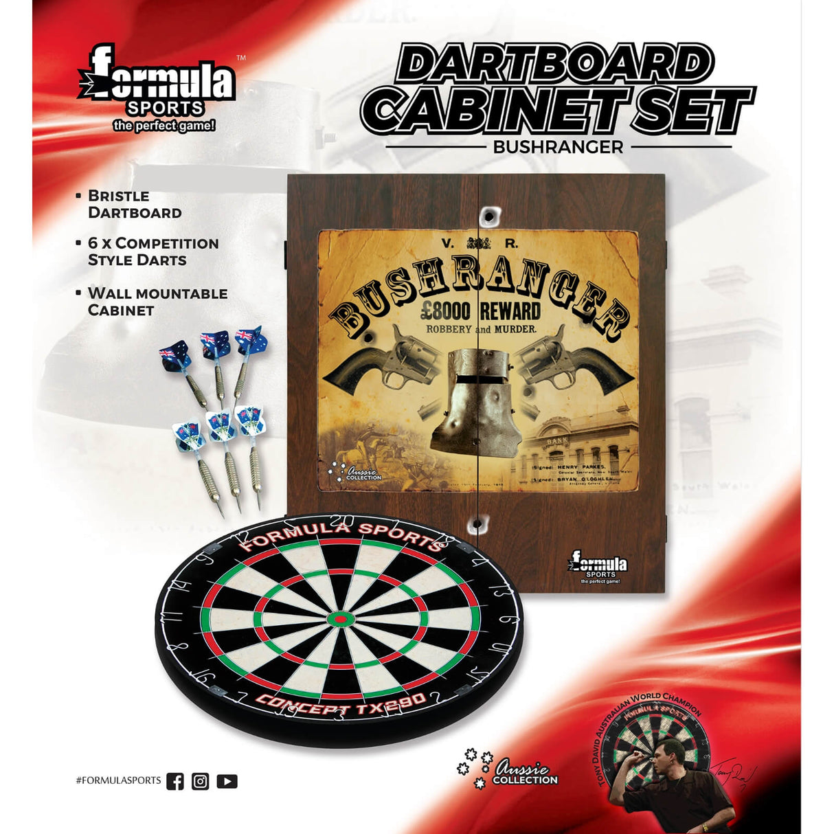 Formula Sports - Bushranger Dartboard & Cabinet Set -