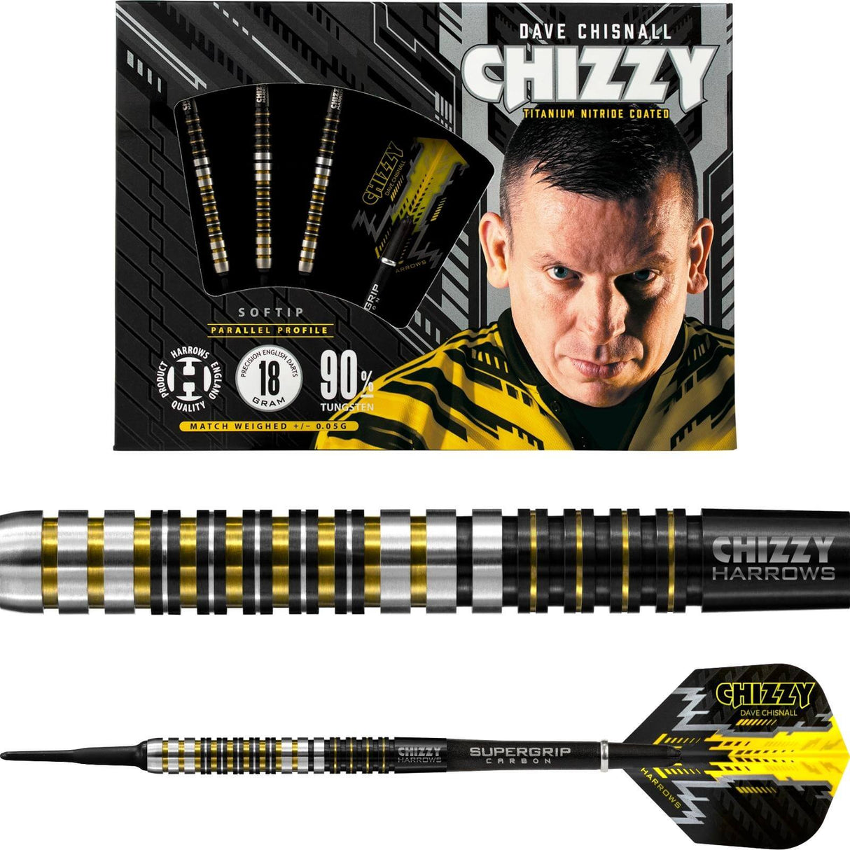 Harrows - Chizzy - Dave Chisnall Darts - Soft Tip - 90% Tungsten - 18g 20g 22g -