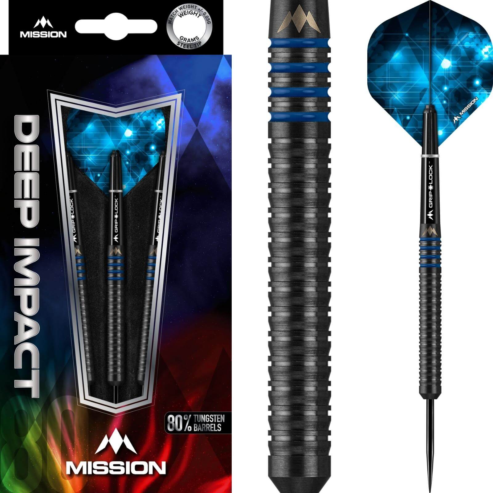 Darts - Mission - Deep Impact M1 Darts - Steel Tip - 80% Tungsten - 21g 23g 25g 