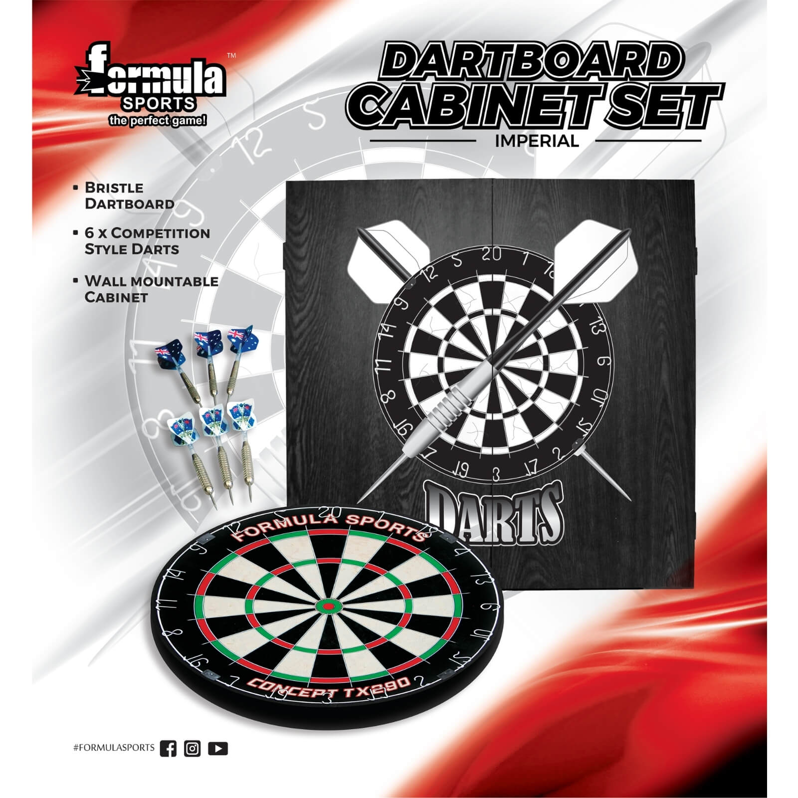 Dartboards - Formula Sports - Imperial Dartboard & Cabinet Set 
