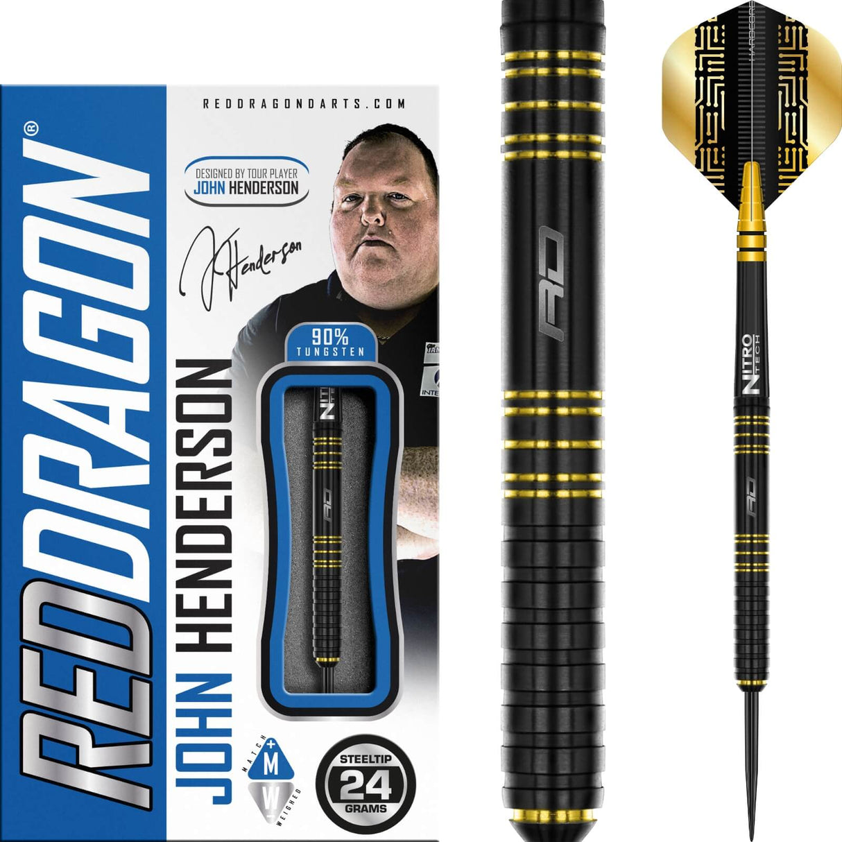 Red Dragon - John Henderson Darts - 90% Tungsten - 24g -