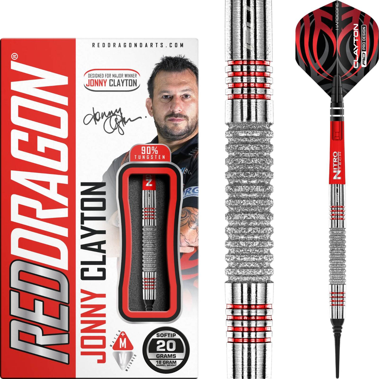 Red Dragon - Jonny Clayton Element Darts - Soft Tip - 90% Tungsten - 20g -