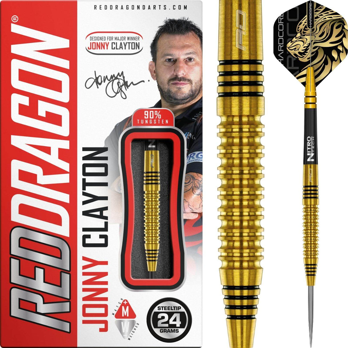 Red Dragon - Jonny Clayton Gold Darts - 90% Tungsten - 22g 24g -