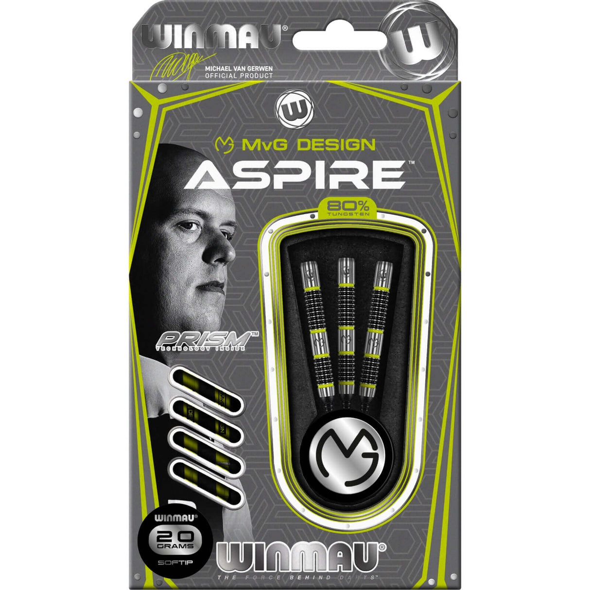 Winmau - MvG Aspire Darts - Soft Tip - 80% Tungsten - 20g -