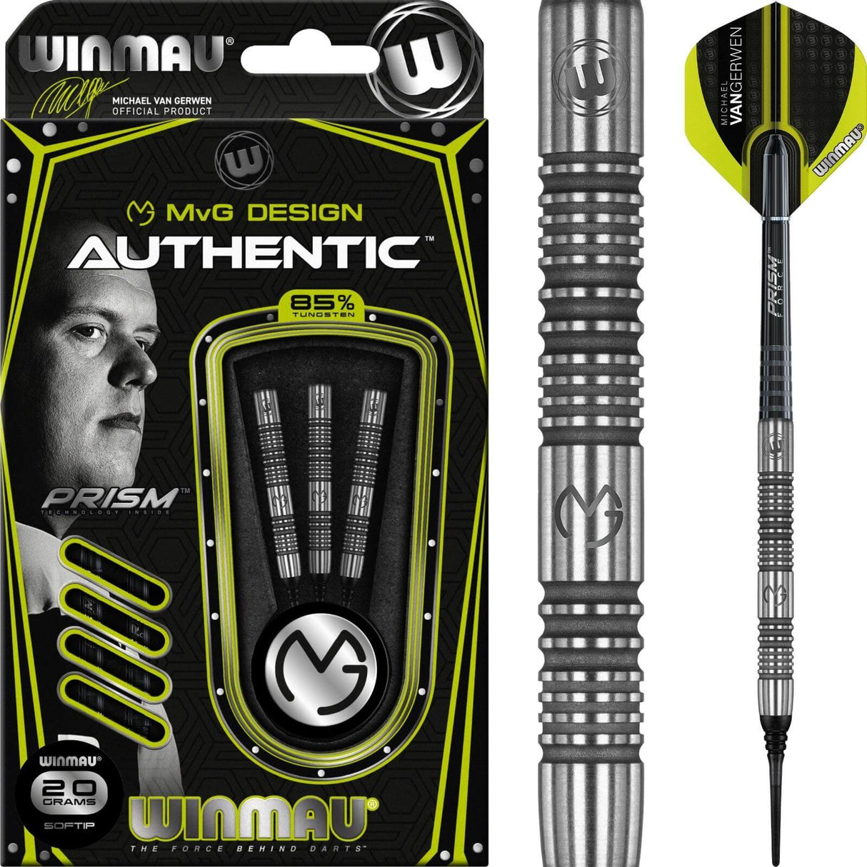 Winmau - MvG Authentic Darts - Soft Tip - 90% Tungsten - 20g -