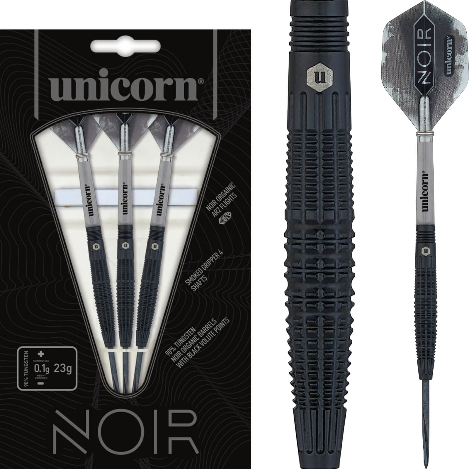 Darts - Unicorn - Noir Style 2 Darts - Steel Tip - 90% Tungsten - 21g 23g 25g 