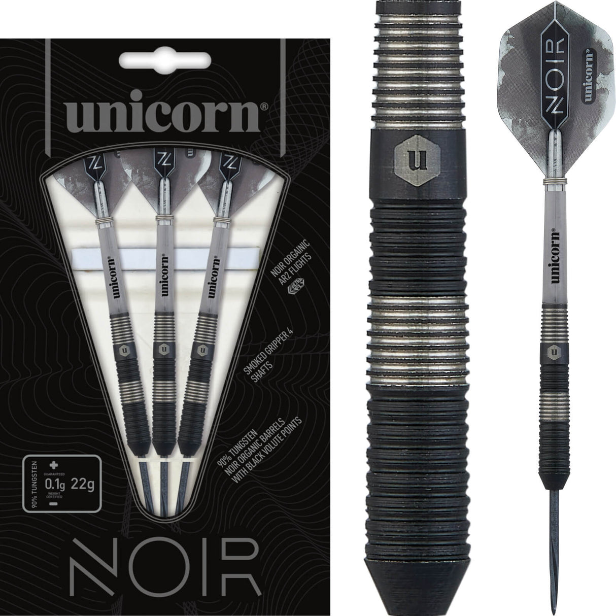 Unicorn - Noir Style 3 Darts - 90% Tungsten - 22g 24g 26g -