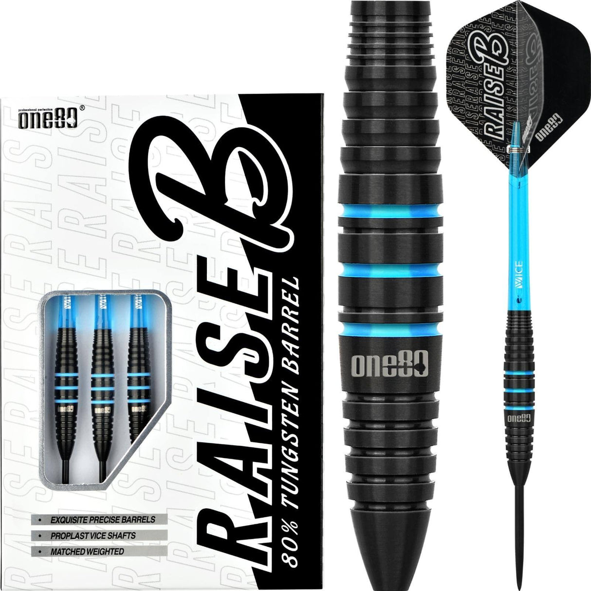One80 - Raise B Darts - Aqua - 80% Tungsten - 21g 23g -